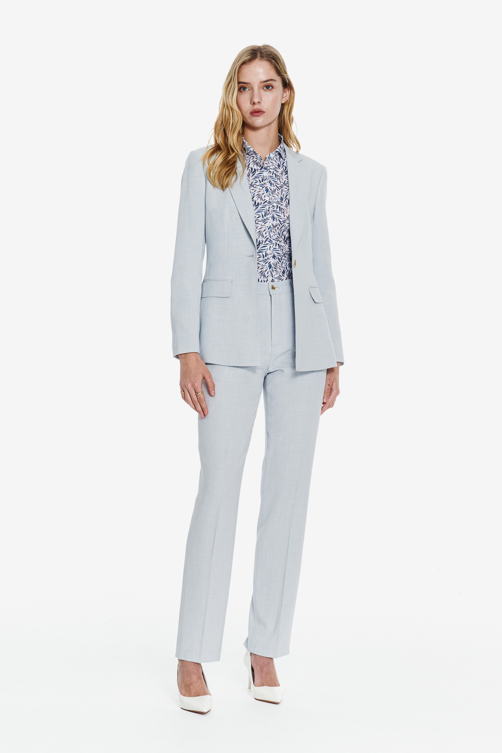 SST&C Light Pale Blue Classic Fit Trousers | 01022503003_2