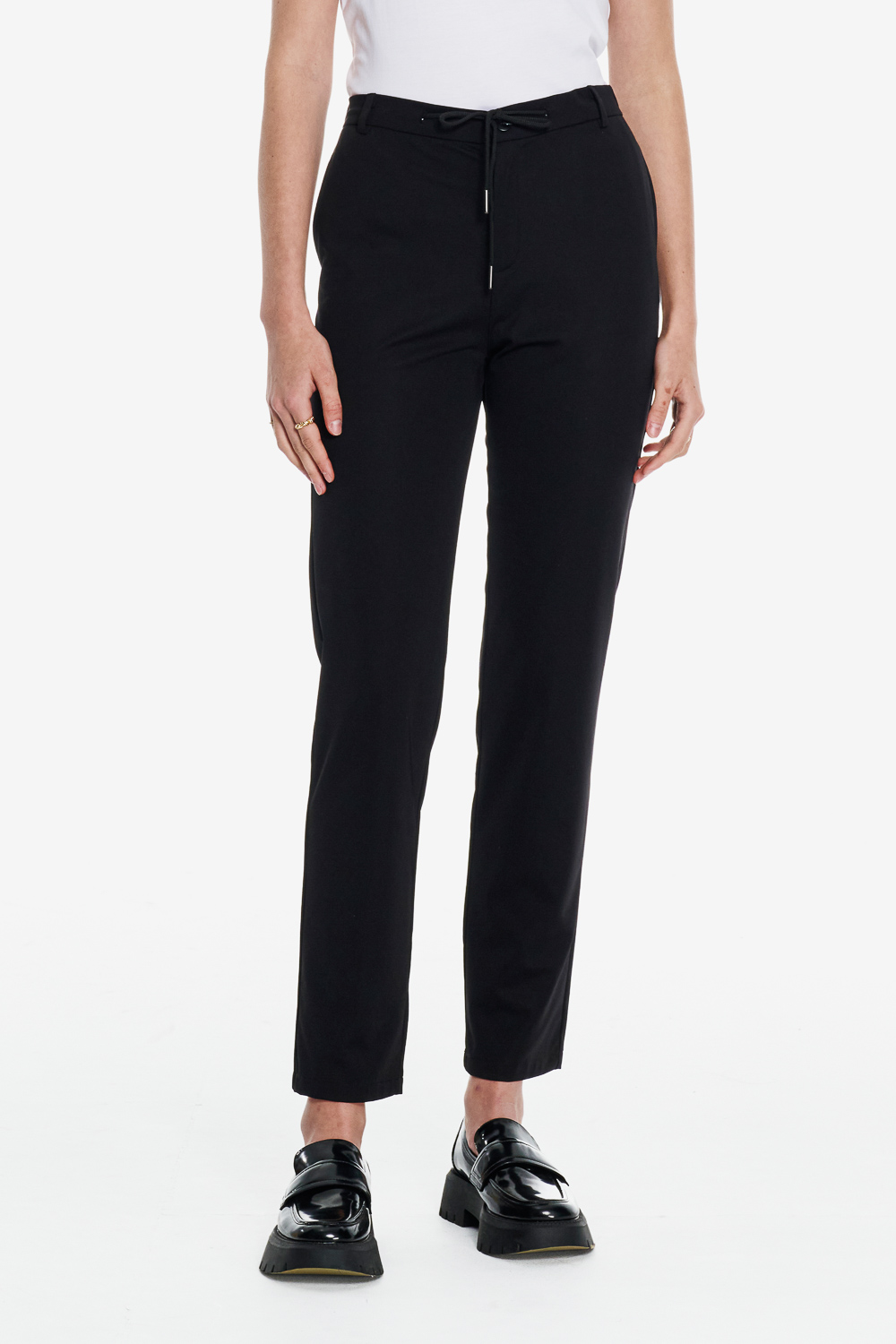 SST&C Black Slim Fit Trousers | 01022503005_0