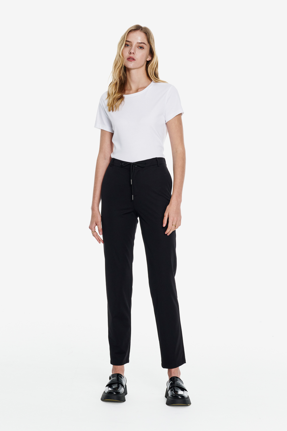 SST&C Black Slim Fit Trousers | 01022503005_1