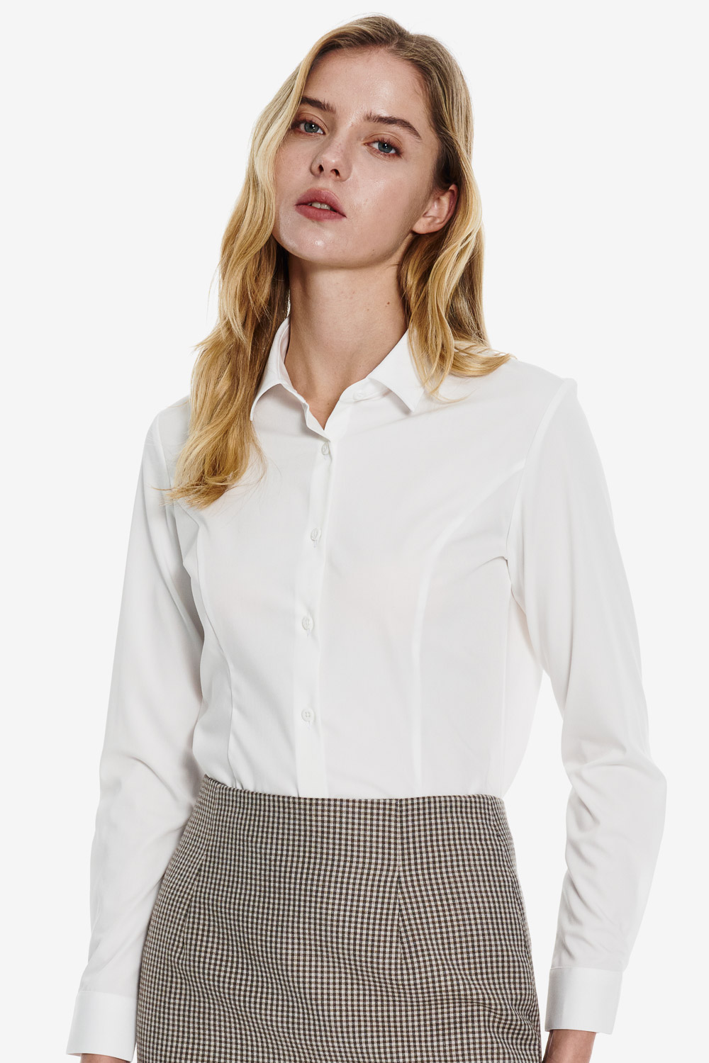 SST&C White Semi-Spread Collar Slim Fit Shirt | 01062503001_0