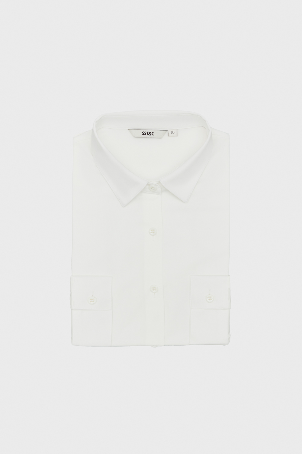 SST&C White Semi-Spread Collar Slim Fit Shirt | 01062503001_5