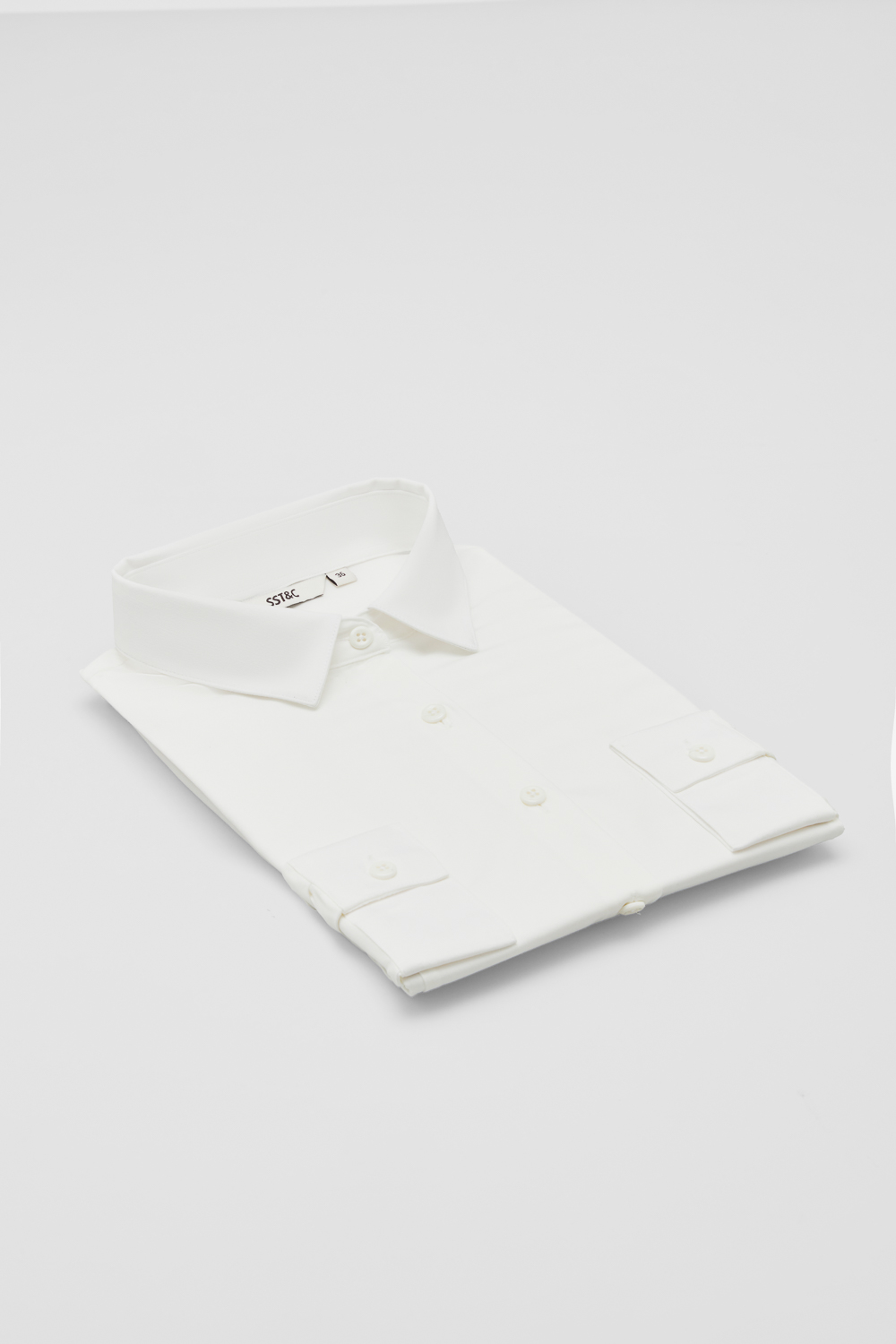 SST&C White Semi-Spread Collar Slim Fit Shirt | 01062503001_6