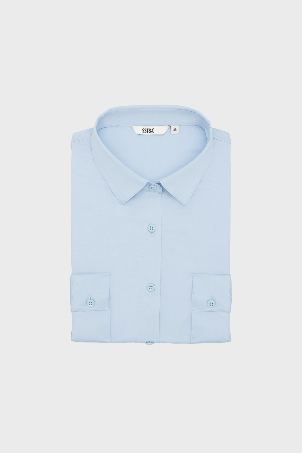 SST&C Light Blue Semi-Spread Collar Slim Fit Shirt | 01062503003_4