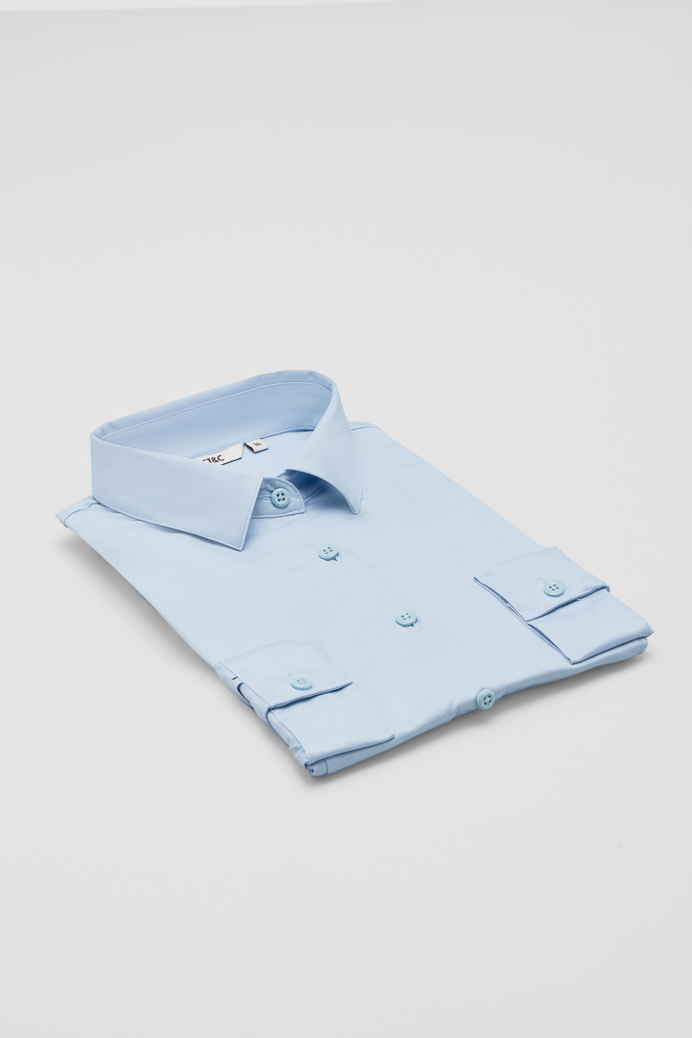 SST&C Light Blue Semi-Spread Collar Slim Fit Shirt | 01062503003_5