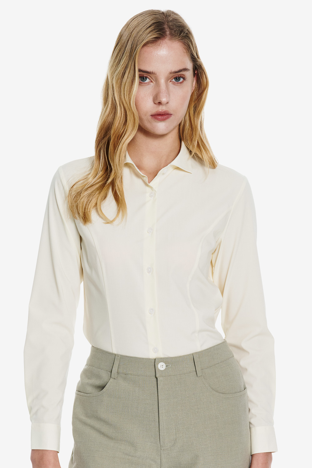 SST&C Light Yellow Wide Spread Collar Slim Fit Shirt | 01062503007_0
