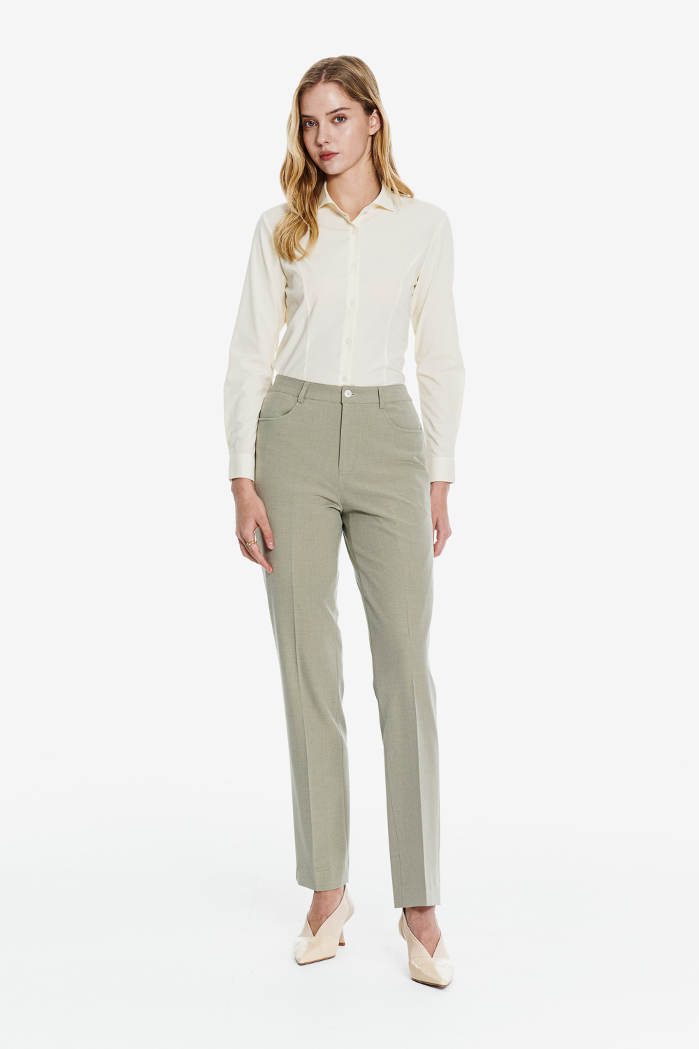 SST&C Light Yellow Wide Spread Collar Slim Fit Shirt | 01062503007_1