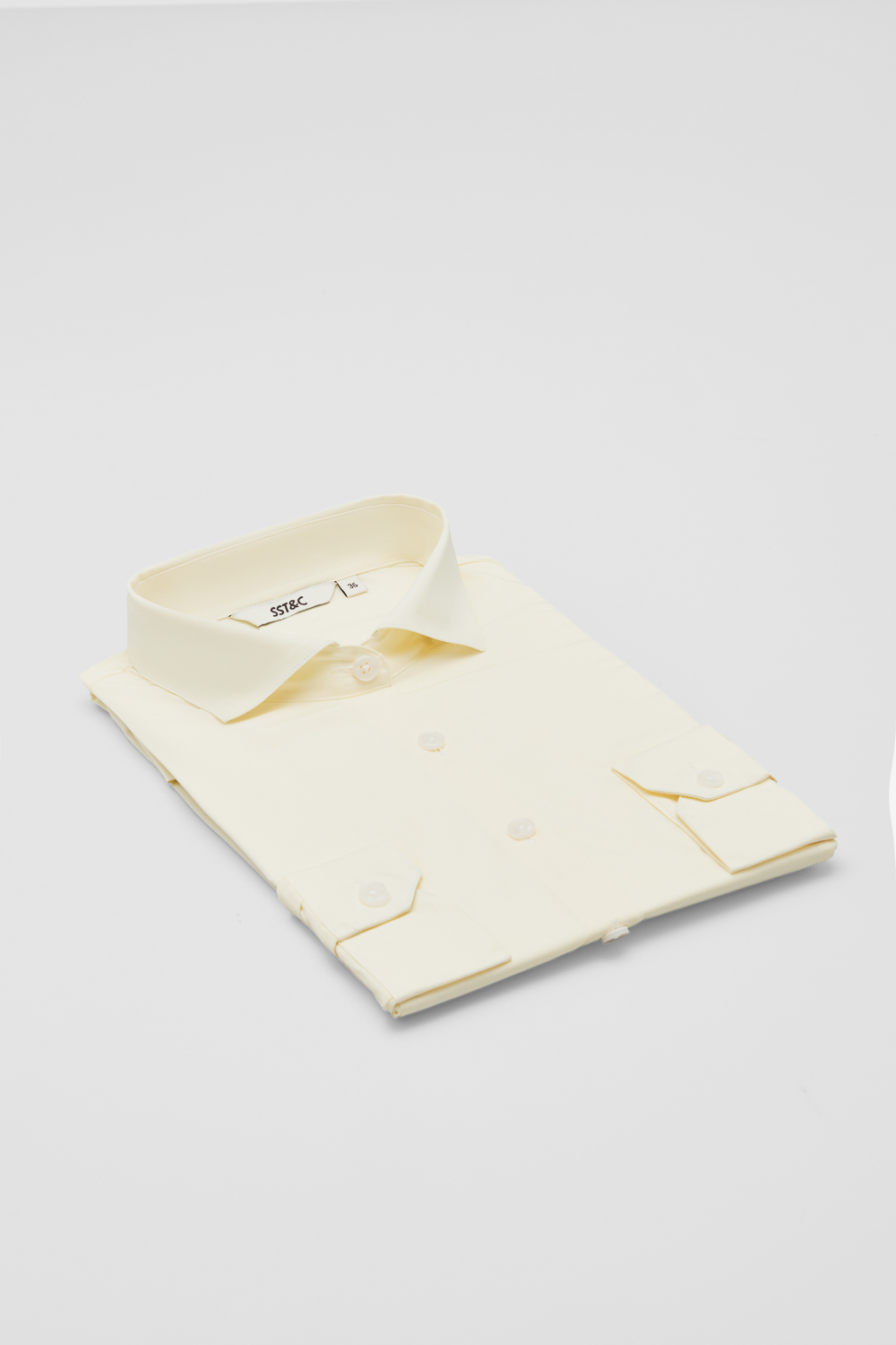 SST&C Light Yellow Wide Spread Collar Slim Fit Shirt | 01062503007_6