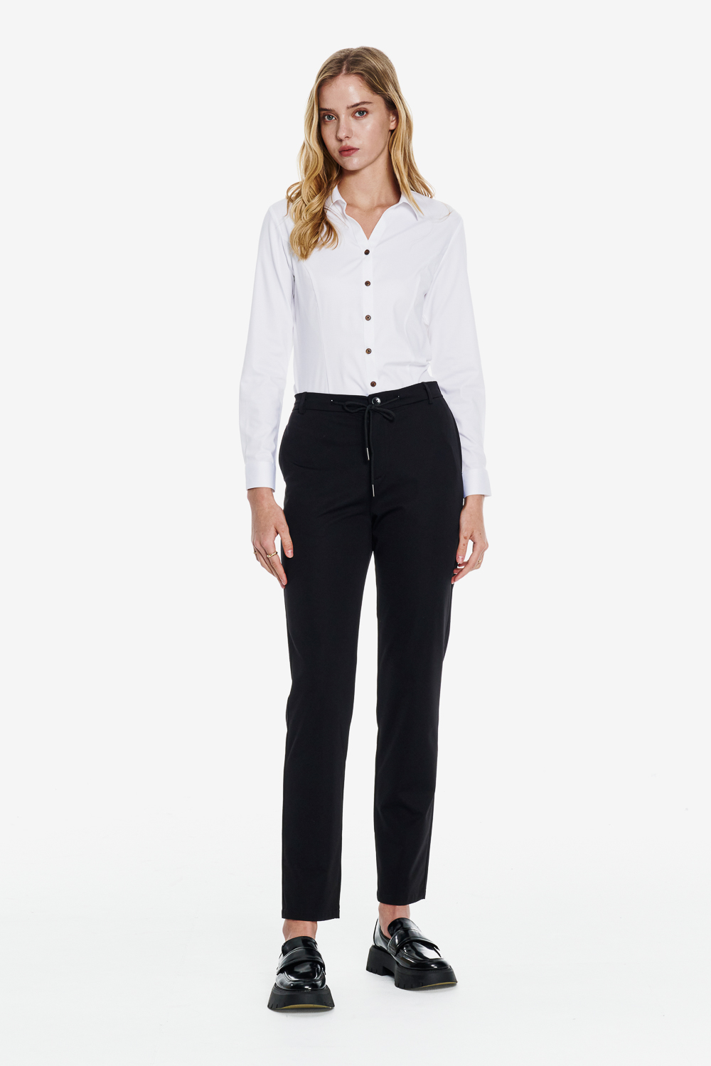 SST&C White V Collar Slim Fit Shirt | 01062503010_1