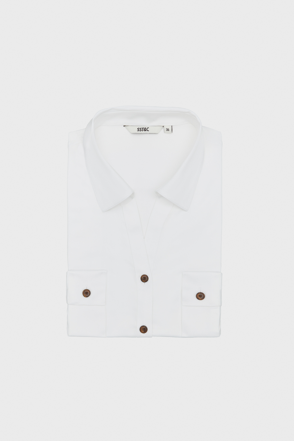 SST&C White V Collar Slim Fit Shirt | 01062503010_5