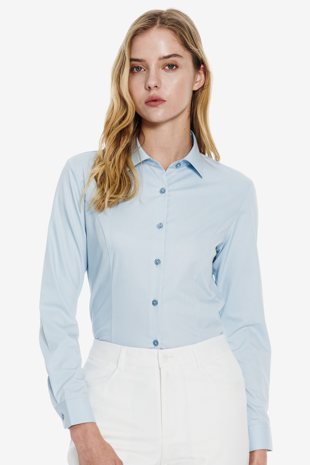 SST&C Light Blue Point Collar Slim Fit Shirt | 01062503015_0