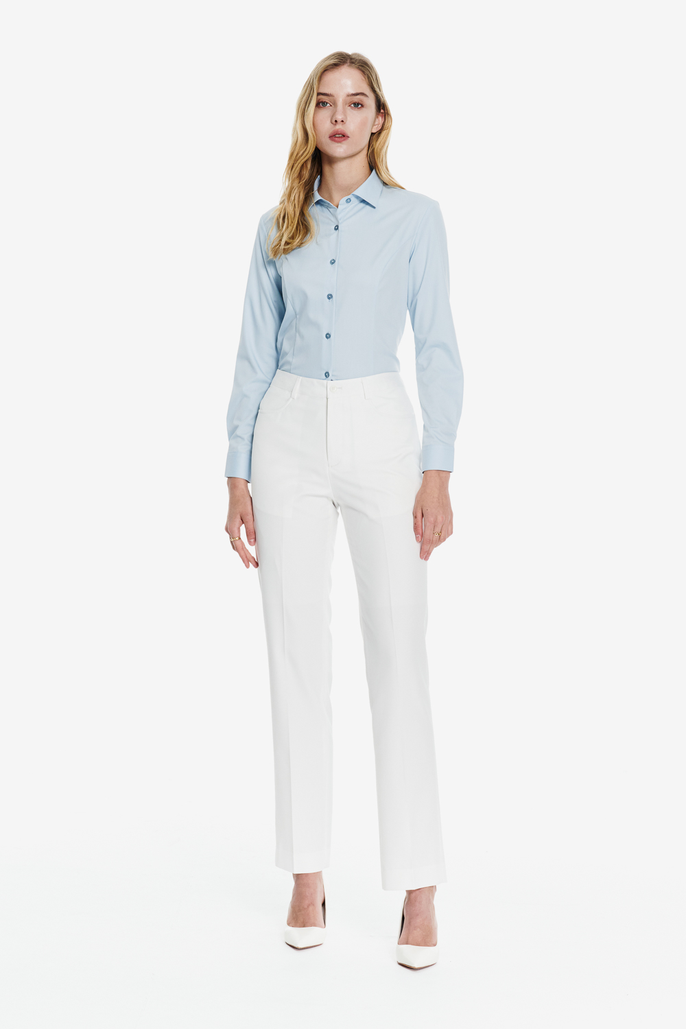 SST&C Light Blue Point Collar Slim Fit Shirt | 01062503015_1