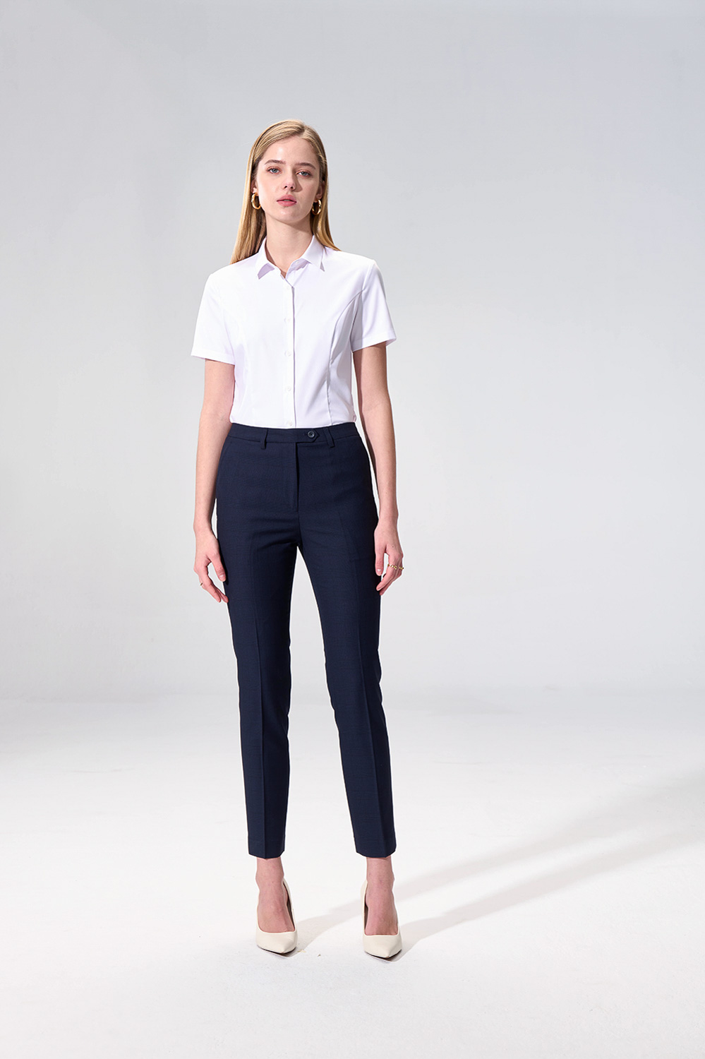SST&C White Semi-Spread Collar Shirt | 01072503001_1