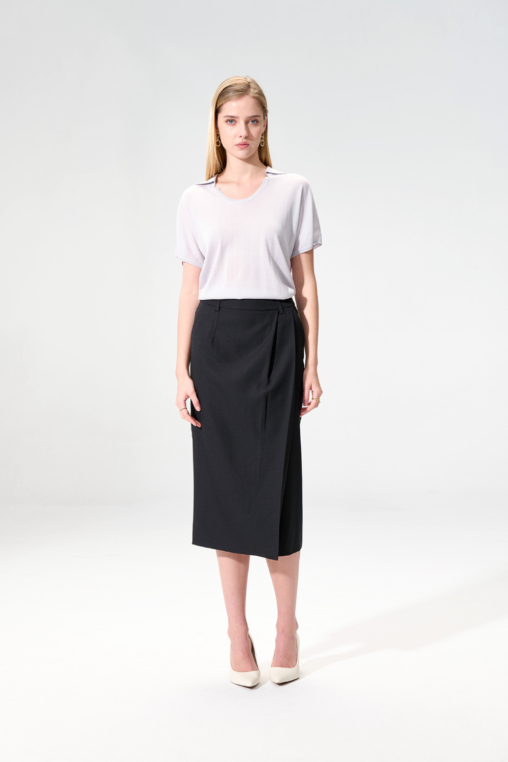 SST&C Light Cloudy Grey U-Neck Raglan Sleeve Knit Top | 01192503006_0