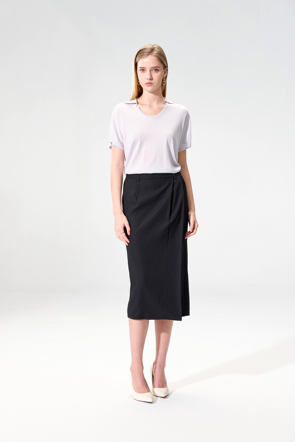 SST&C Light Cloudy Grey U-Neck Raglan Sleeve Knit Top | 01192503006_1