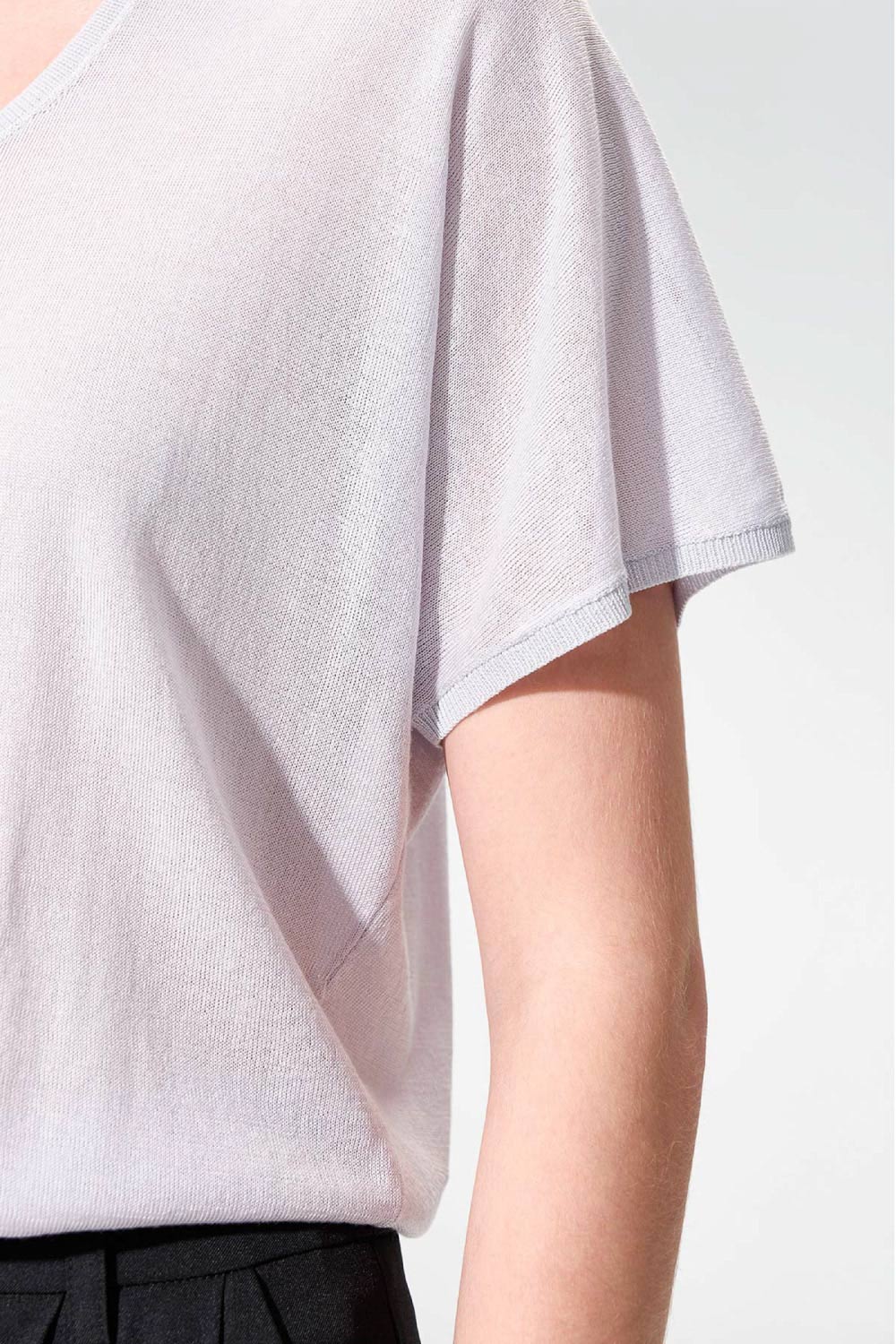 SST&C Light Cloudy Grey U-Neck Raglan Sleeve Knit Top | 01192503006_4