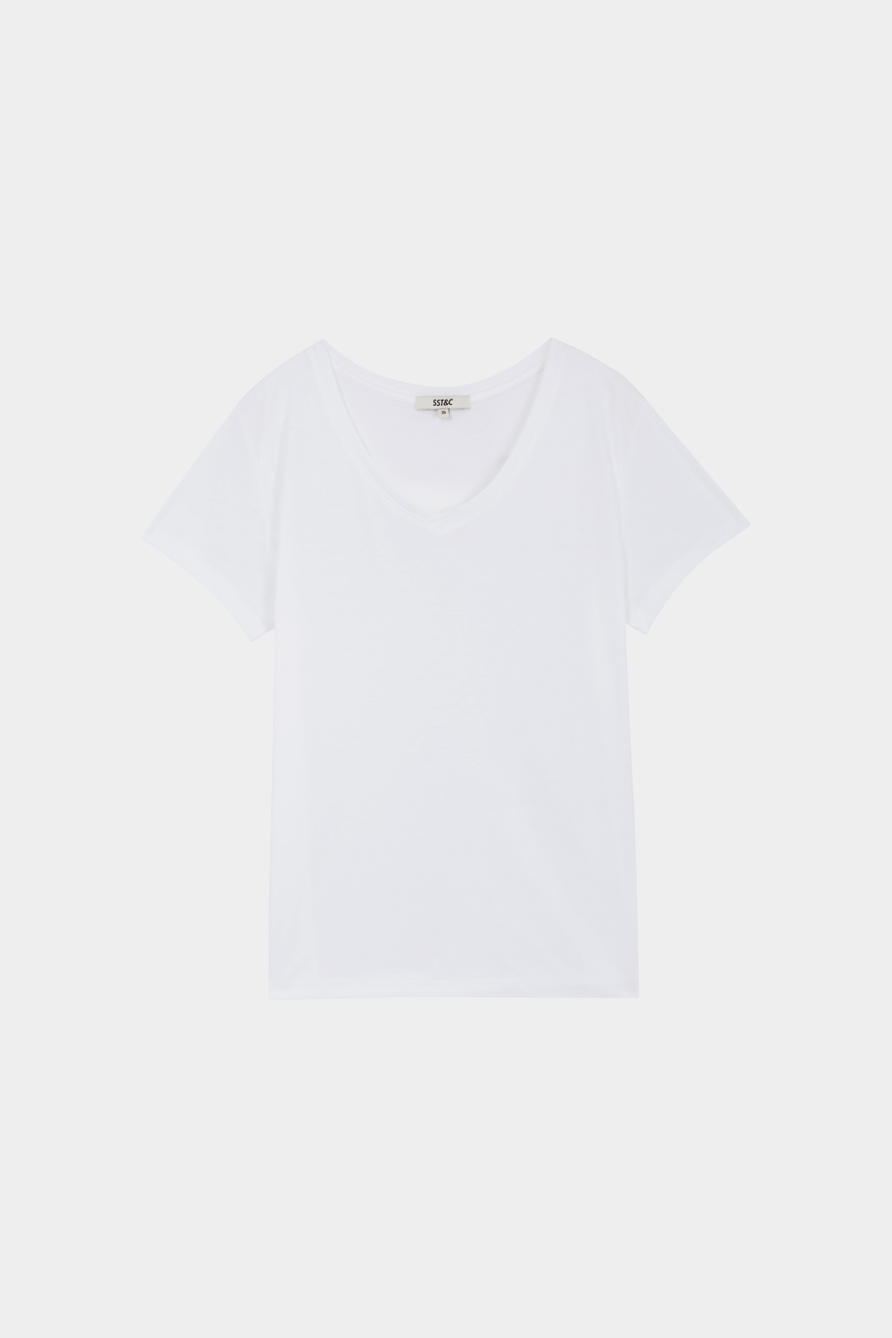 SST&C 白色絲光棉V領T-shirt｜01212503001_4