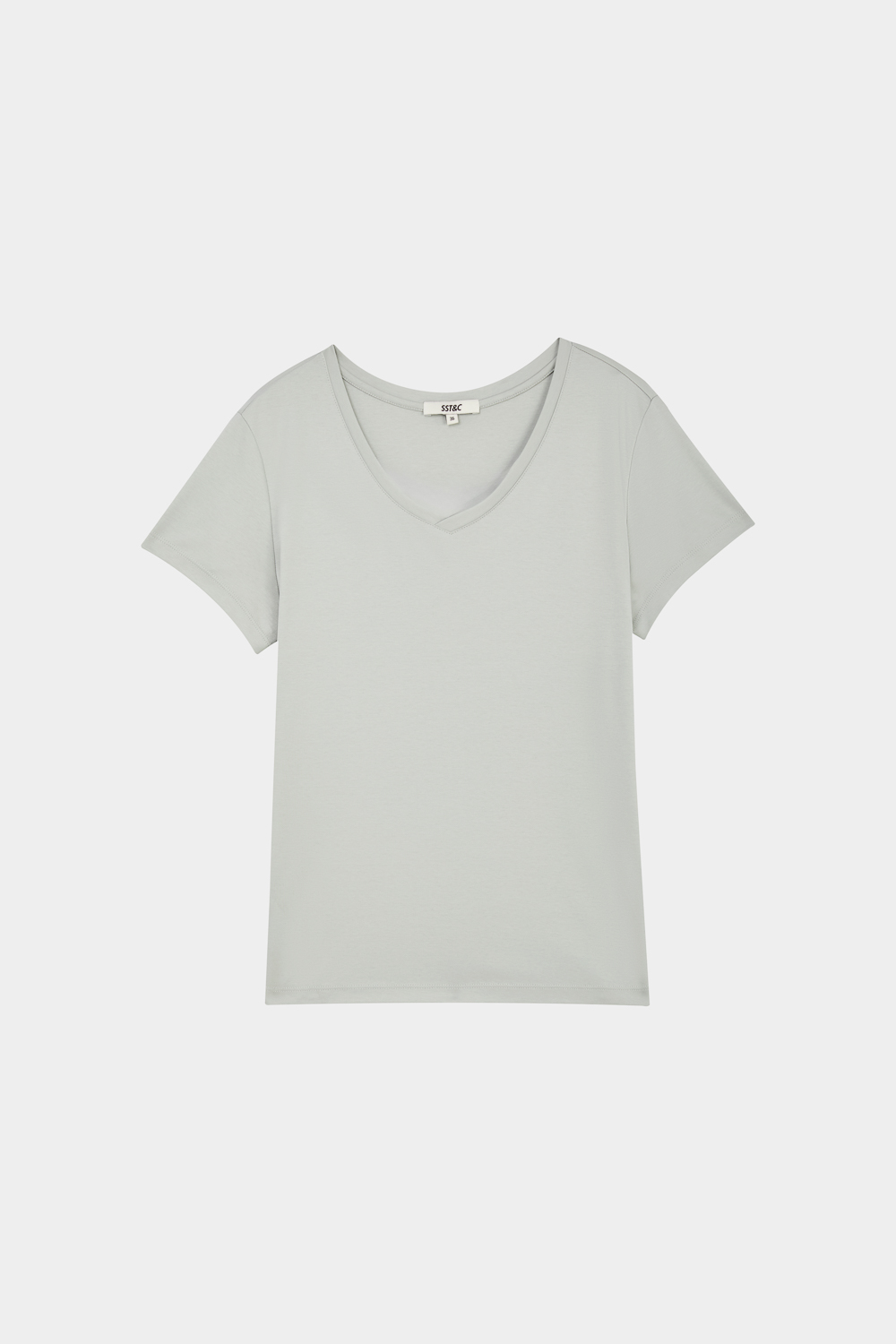 SST&C 澈水綠絲光棉V領T-shirt｜01212503002_4