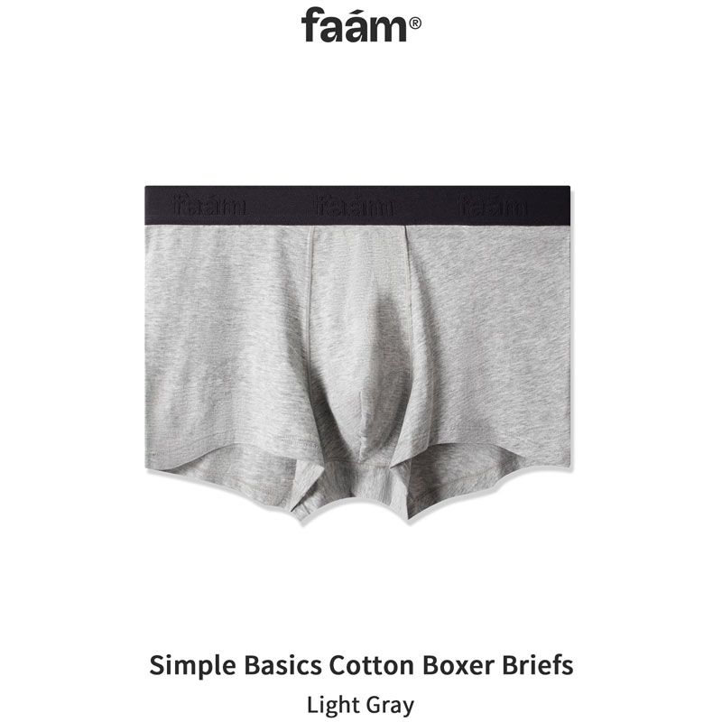 faam SIMPLE BASICS COTTON BOXER BRIEFS 素面棉質平口 內褲 / 四角褲 (煙霧灰)_0