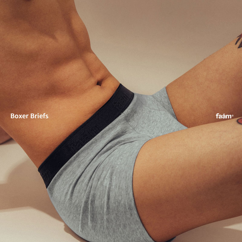 faam SIMPLE BASICS COTTON BOXER BRIEFS 素面棉質平口 內褲 / 四角褲 (煙霧灰)_1