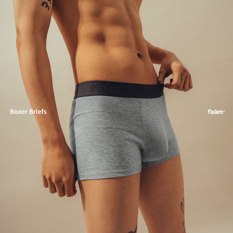 faam SIMPLE BASICS COTTON BOXER BRIEFS 素面棉質平口 內褲 / 四角褲 (煙霧灰)_2