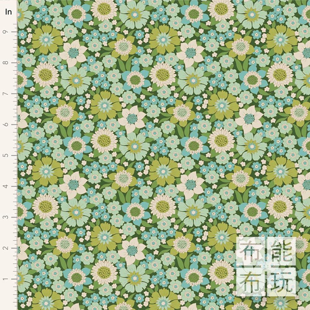 【2025年新品】Tilda Wallflower 壁花棉布: 綠色蘿倫 100601_1