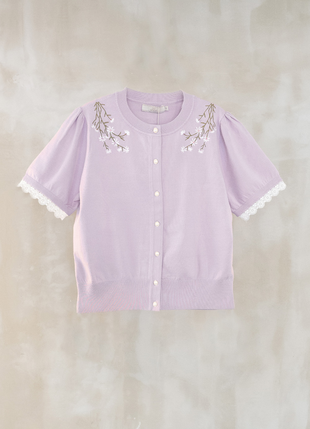 花葉日和刺繡短袖針織衫_0