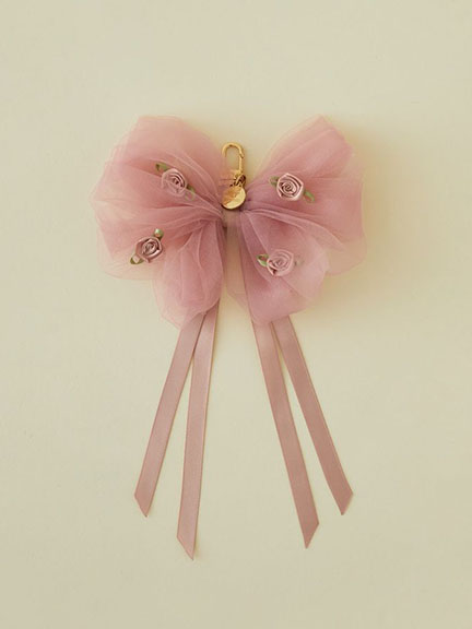 柔美玫瑰薄紗蝴蝶結造型吊飾(08000394500) - Maison de FLEUR