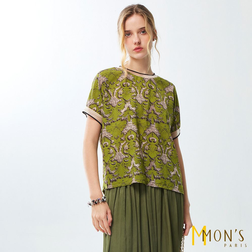 限時特價∎森林繁花透氣網紗花上衣＿綠色【MON'S 流行服飾】_2