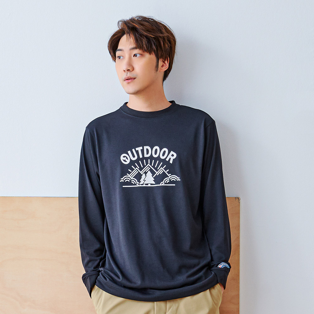 【OUTDOOR】長袖印花T恤-黑色 OD212418BK (ODCLO)