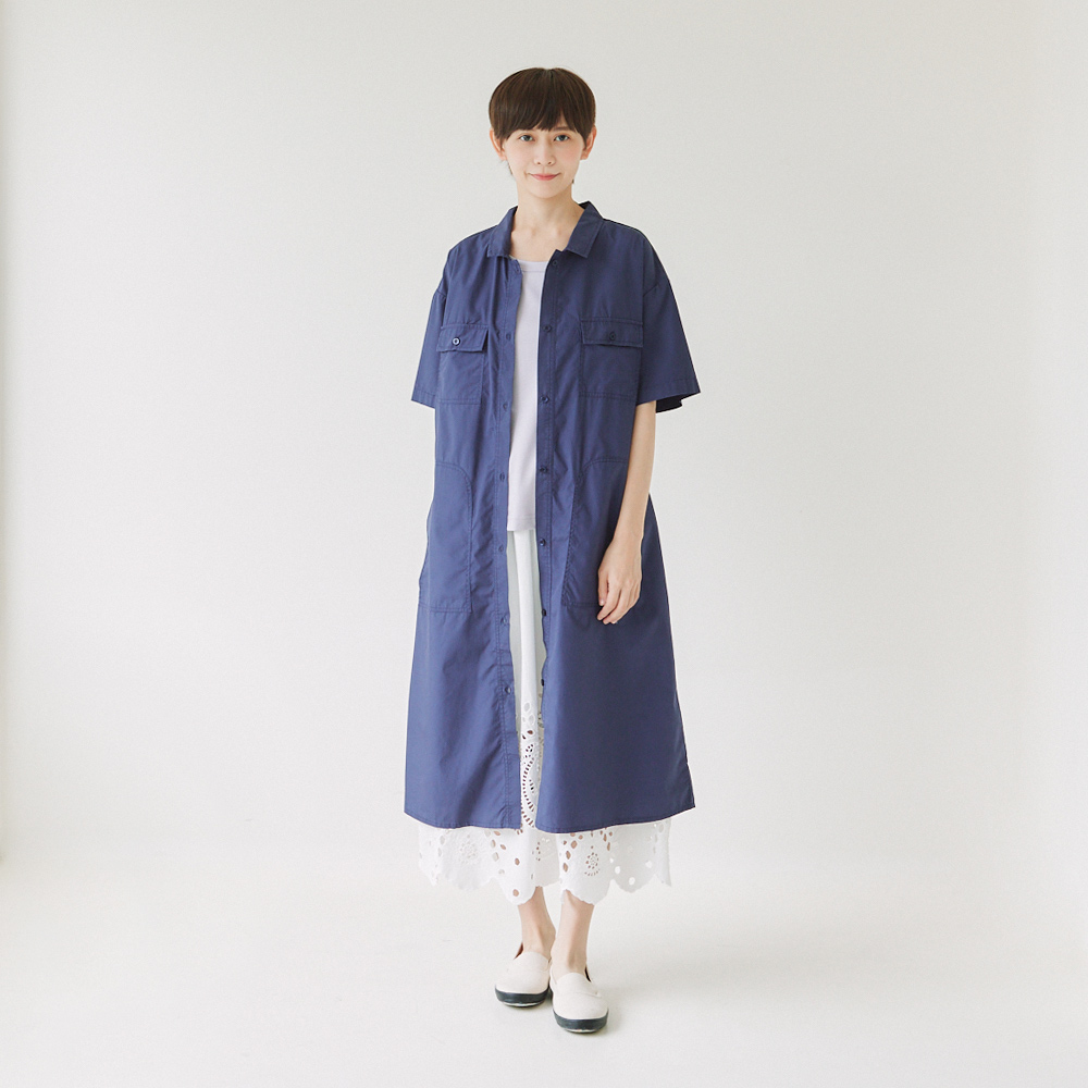 天絲棉百搭洋裝 藍F