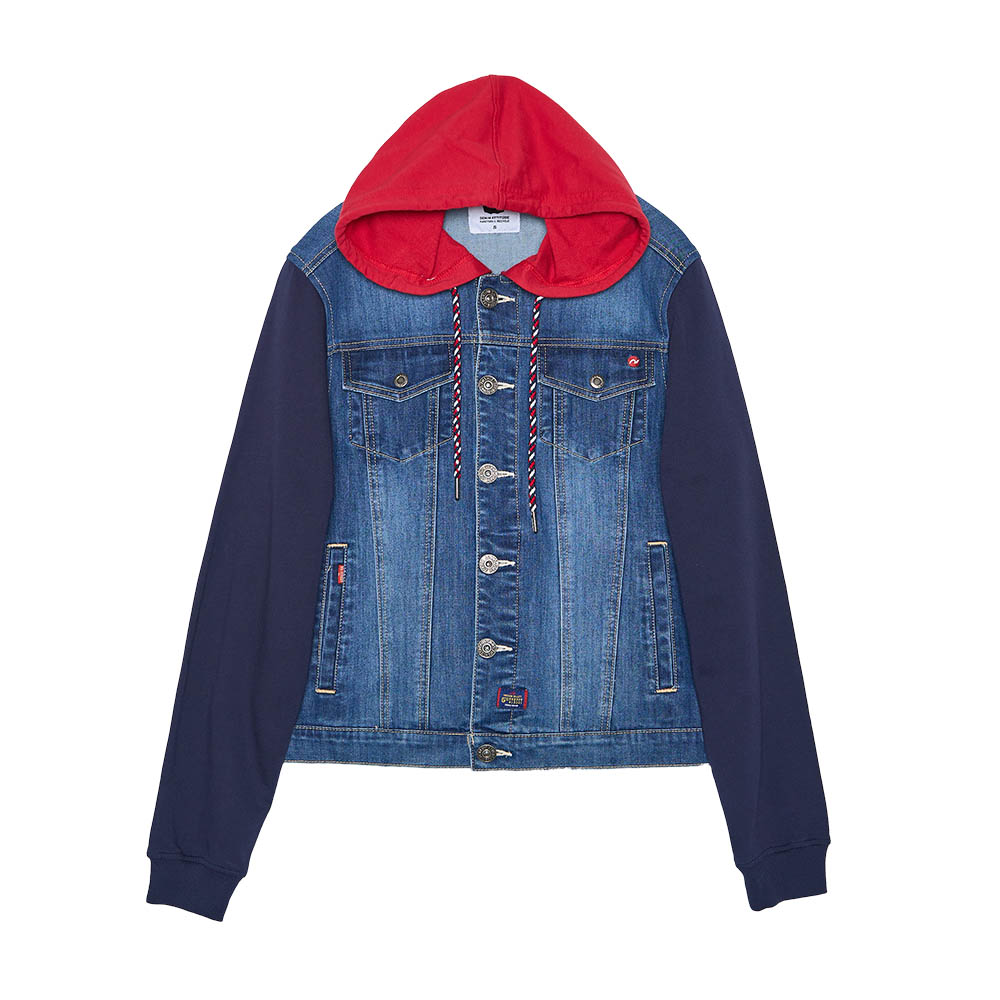 5th STREET｜中性｜拼接連帽牛仔外套｜中古藍