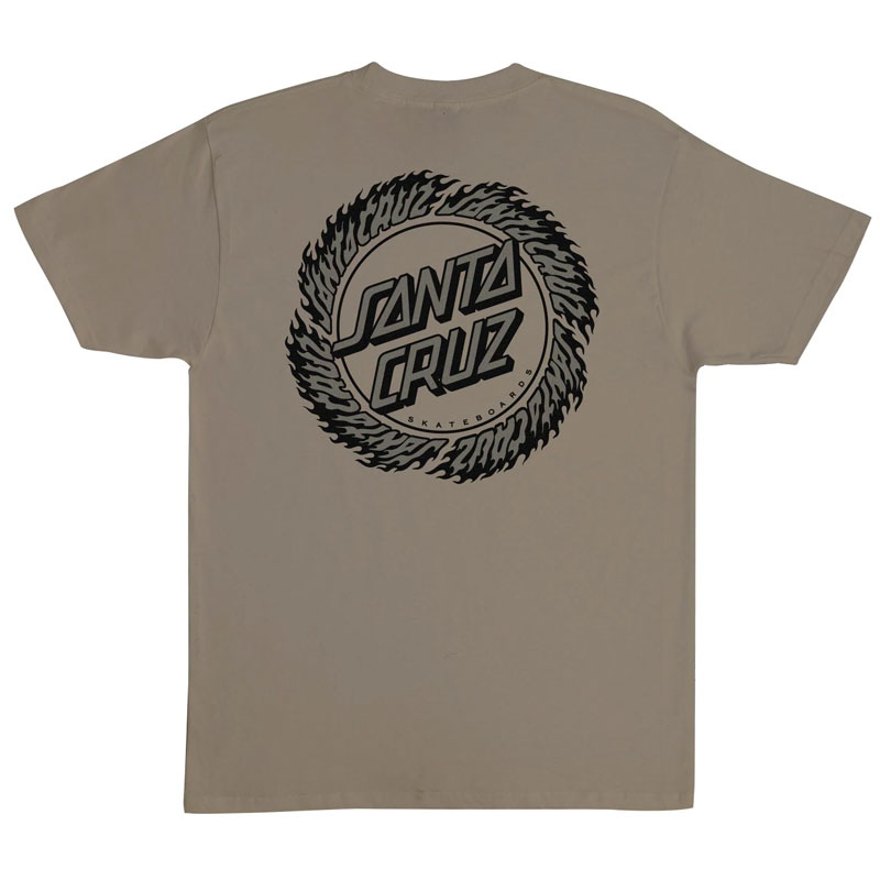 SANTA CRUZ 44156290-PDT FLAME RINDED DOT TEE 短T (卡其色)_0