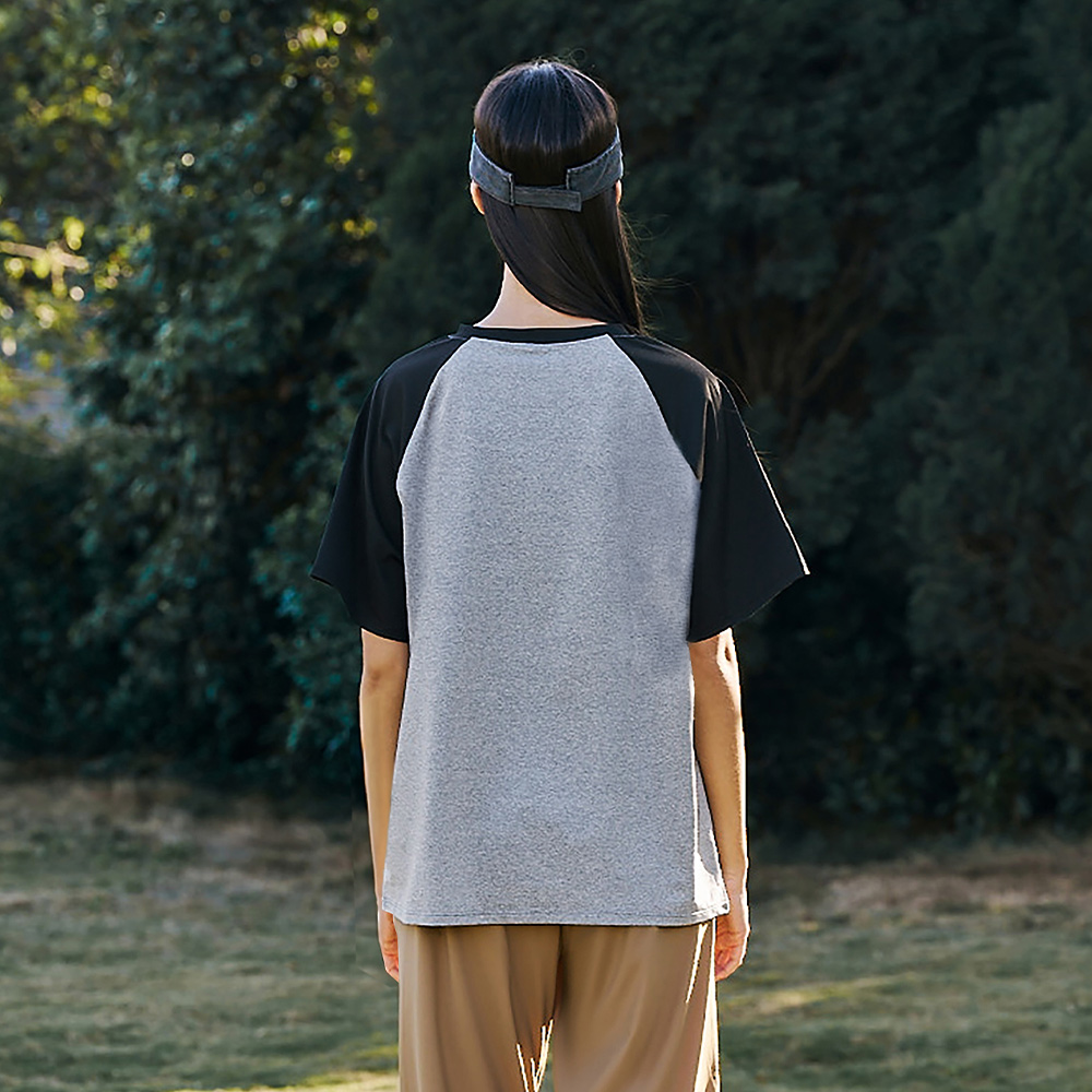 元動力 大尺碼寬鬆撞色剪接上衣(兩色；M-XL)_4