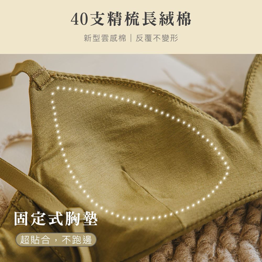 棉感時光 莫代爾棉抓皺無鋼圈內衣 B581 (橄欖綠)_9