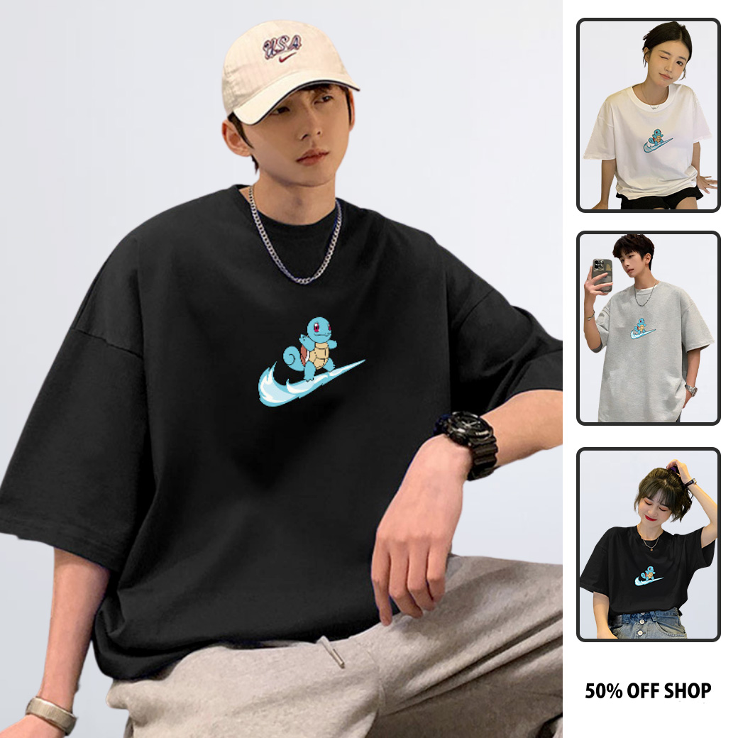 水箭龜X分水勾勾 SWOOSH寶可夢 神奇寶貝 男女款純棉落肩短TEE 台灣獨家日本動漫T_0