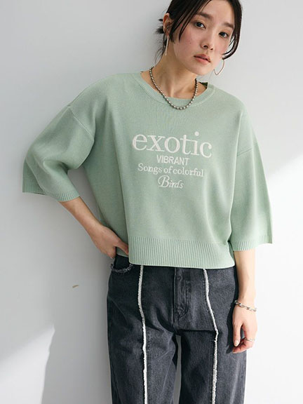 標誌刺繡短版針織上衣(06000524400) - Green Parks