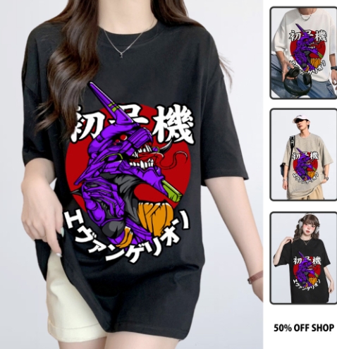 機體暴走！EVA初號機 新世紀福音戰士 大圖 男女款純棉落肩短TEE 台灣獨家日本動漫T_0
