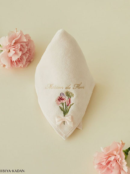 春日花卉圖案刺繡方形手帕(08000394100) - Maison de FLEUR