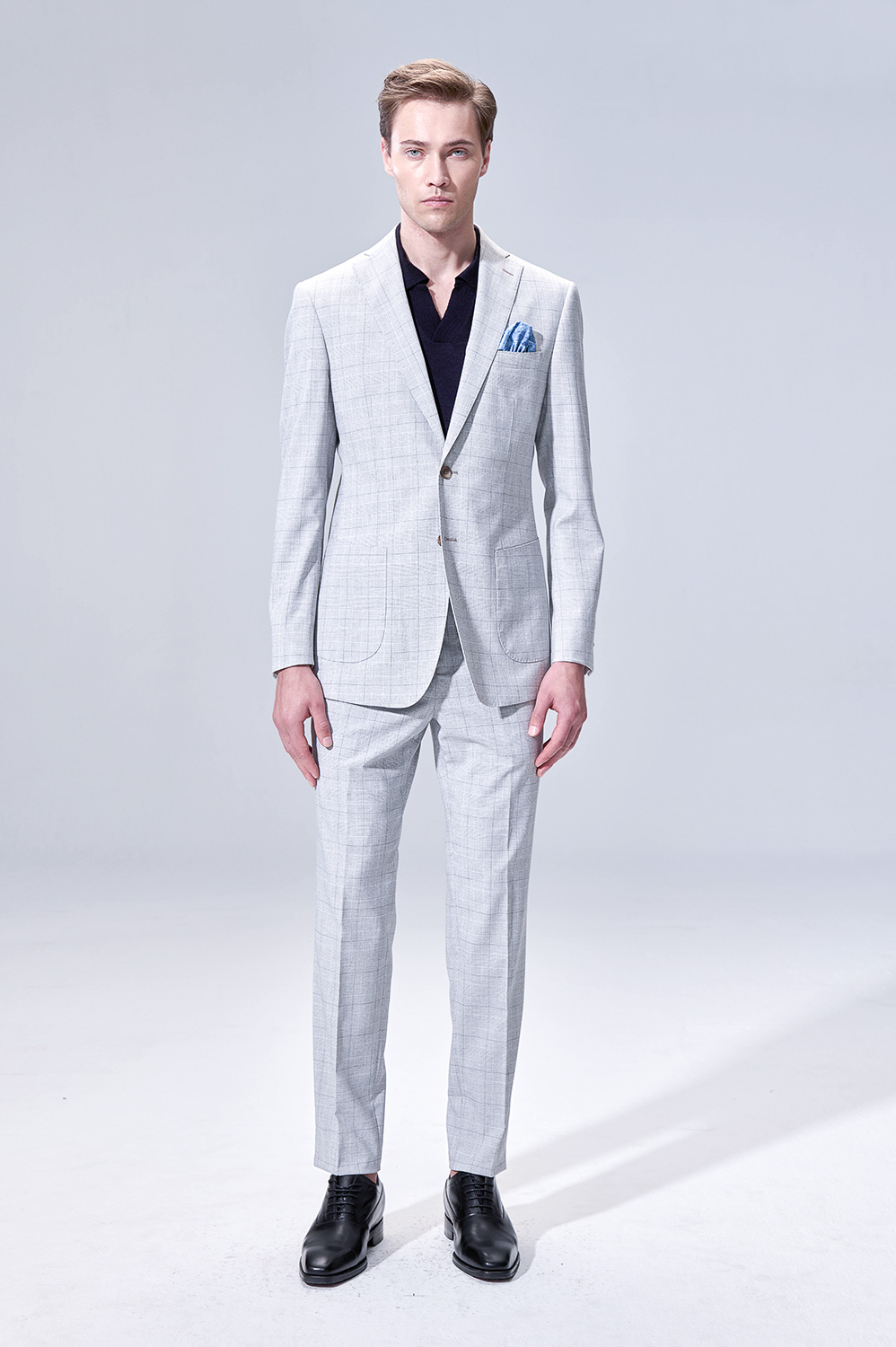 SST&C Light Grey Check Slim Trousers | 00012504004_0