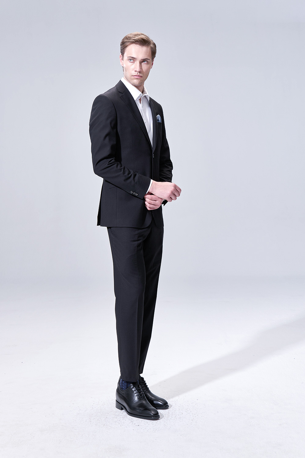 SST&C Black Textured Tailored Trousers | 00012504006_1