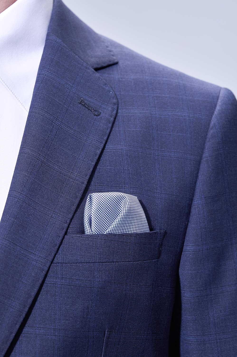 SST&C Midnight Blue Check Slim Trousers | 00012504008_3