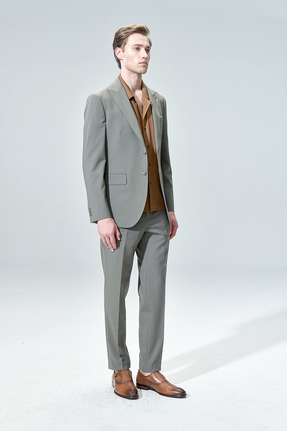 SST&C #Milan Series Olive Green Slim Trousers | 00012504001_1