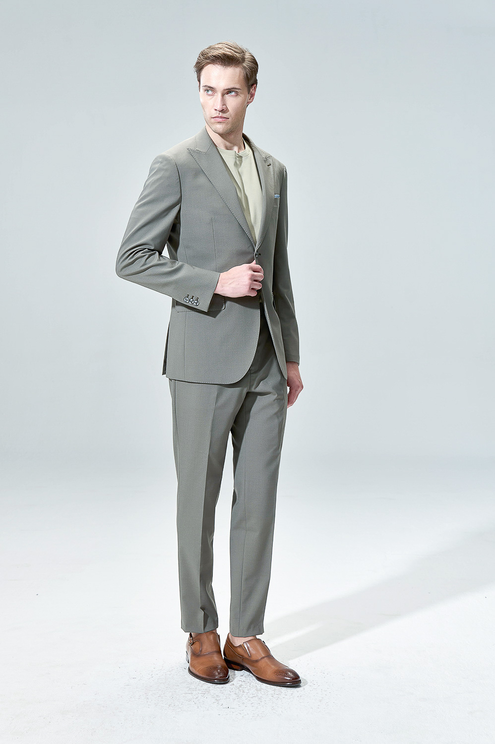 SST&C #Milan Series Olive Green Slim Trousers | 00012504001_3