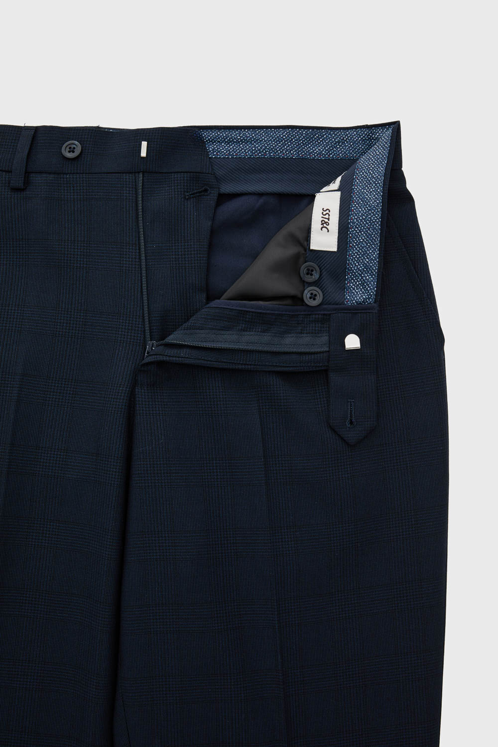【Customized Pants】SST&C Midnight Blue Check Leisure Trousers | 00022504007_4