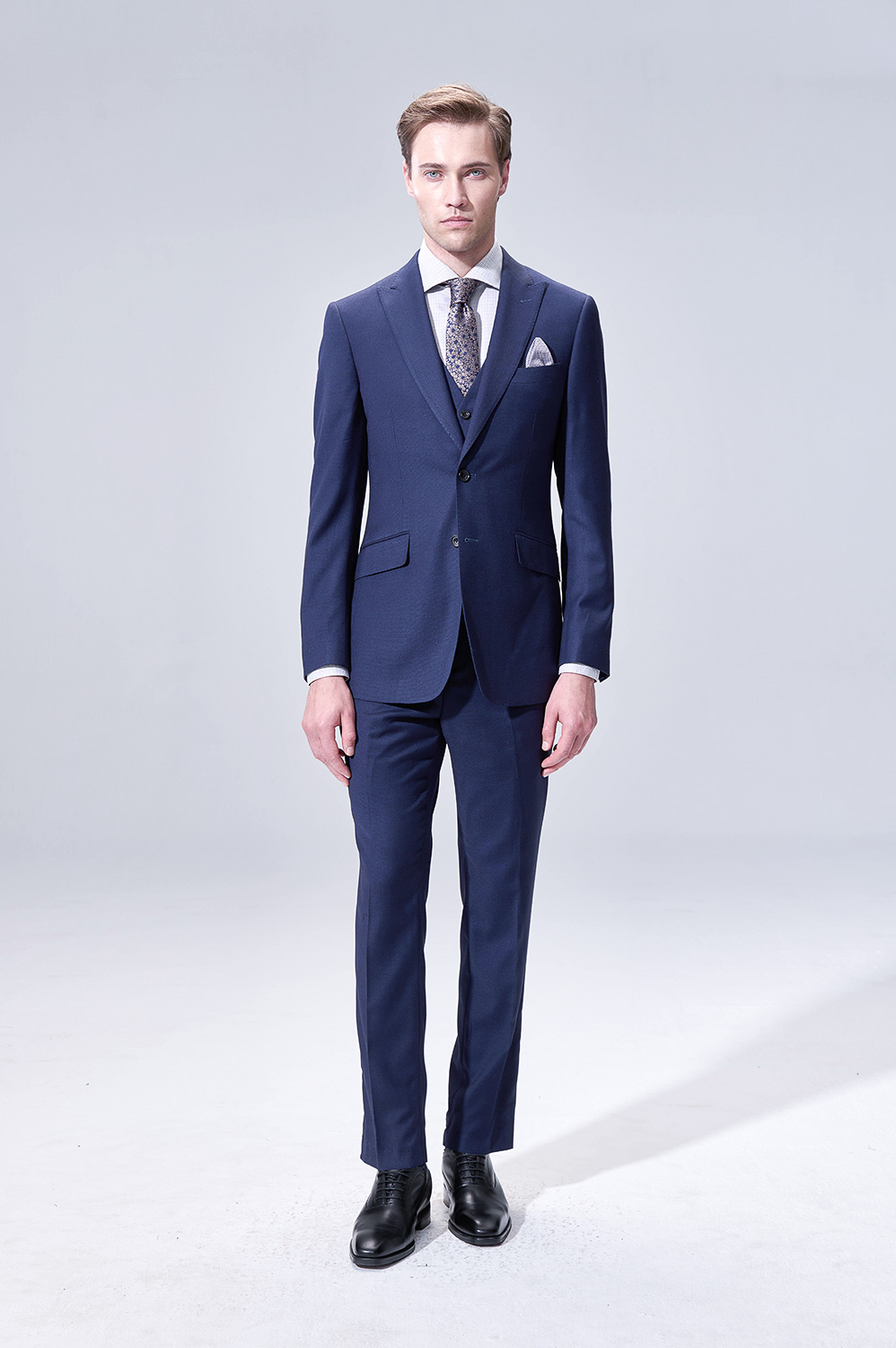SST&C Midnight Blue Textured Tailored Trousers | 00022504009_0