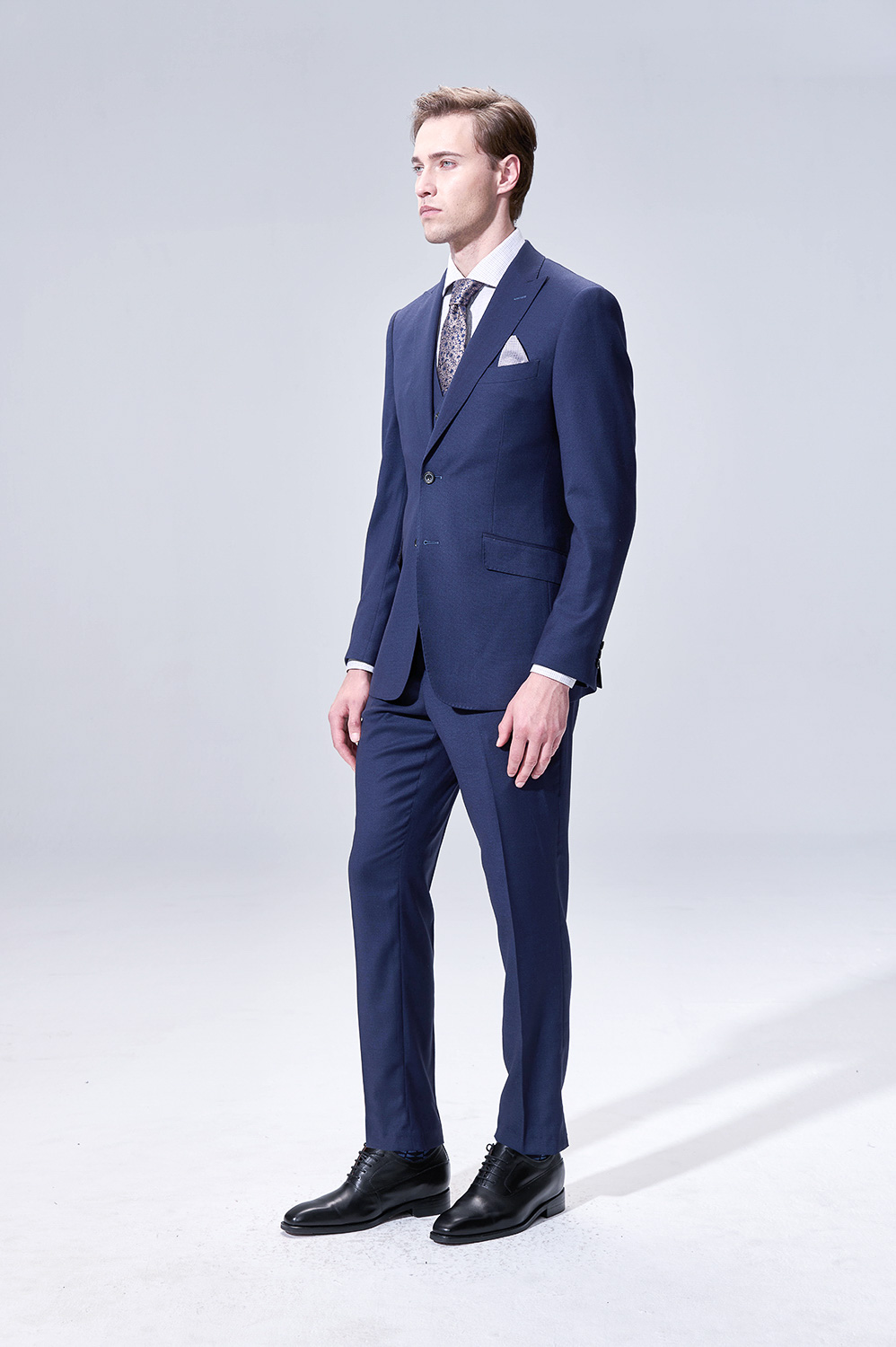 SST&C Midnight Blue Textured Tailored Trousers | 00022504009_1