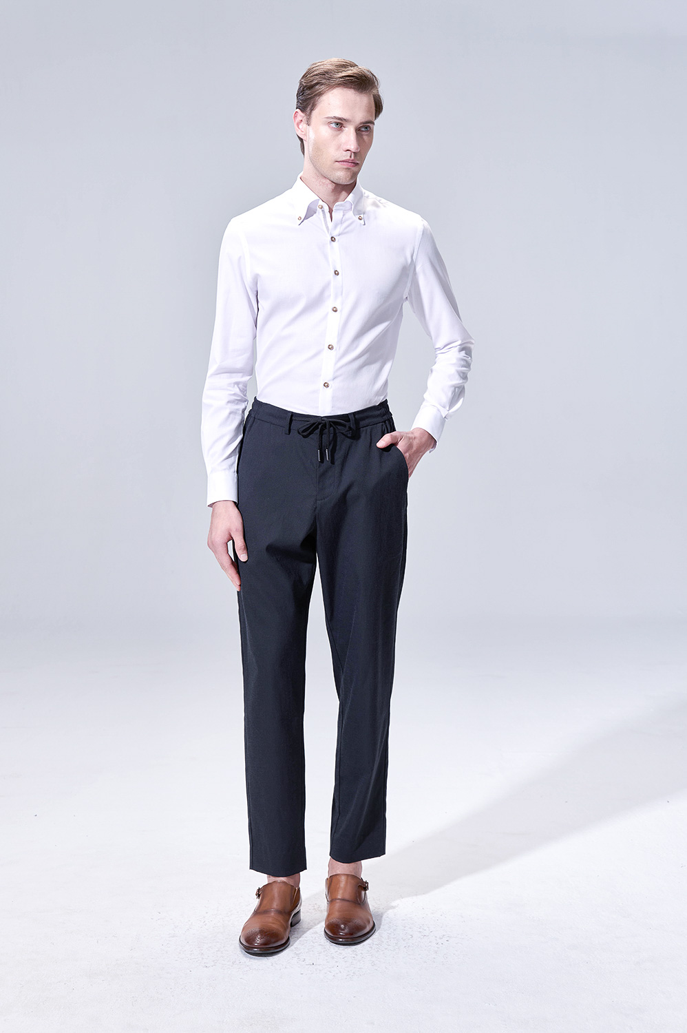 SST&C White Texture Slim Fit Shirt | 00062504003_0