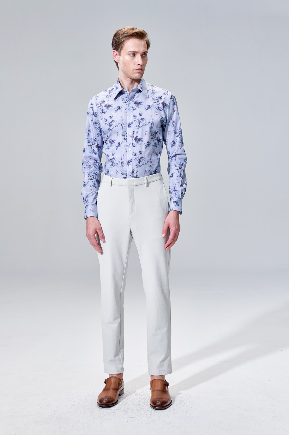 SST&C Deep Purple Floral Slim Fit Shirt | 00062504006_0