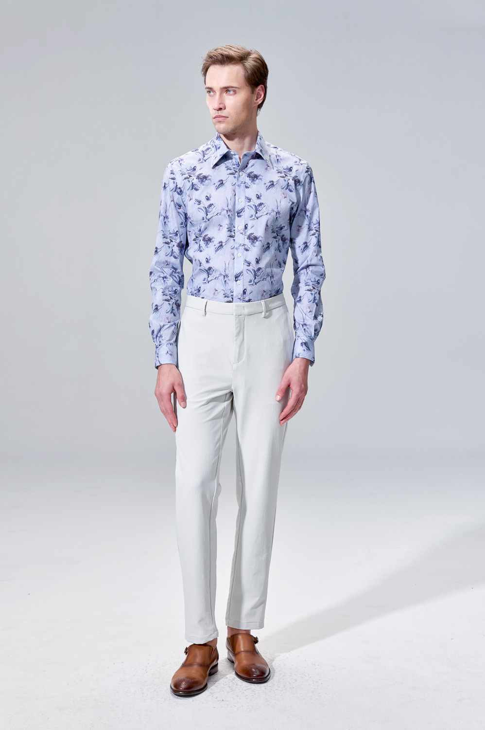 SST&C Deep Purple Floral Slim Fit Shirt | 00062504006_1