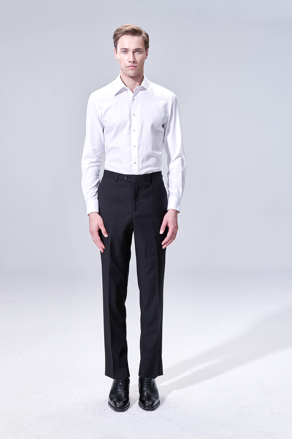 SST&C SST&C White Texture Slim Fit Shirt | 00062504007_0